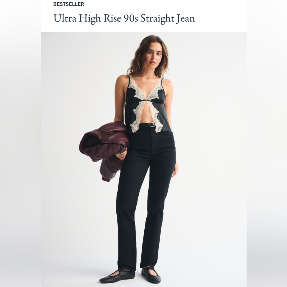 Abercrombie Ultra High Rise 90s Straight - Black 34 Long